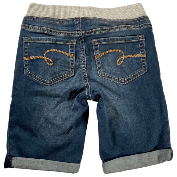 Size: 10 - Medium Wash Cuffed Jean Short w/ Elastic Waist & Tie - Picture 2 of 2